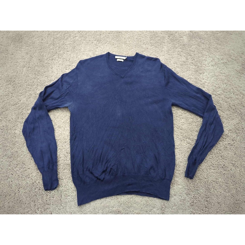Peter Millar Sweater Mens Large‎ Blue Pullover V-Neck Long Sleeve Silk Cashmere